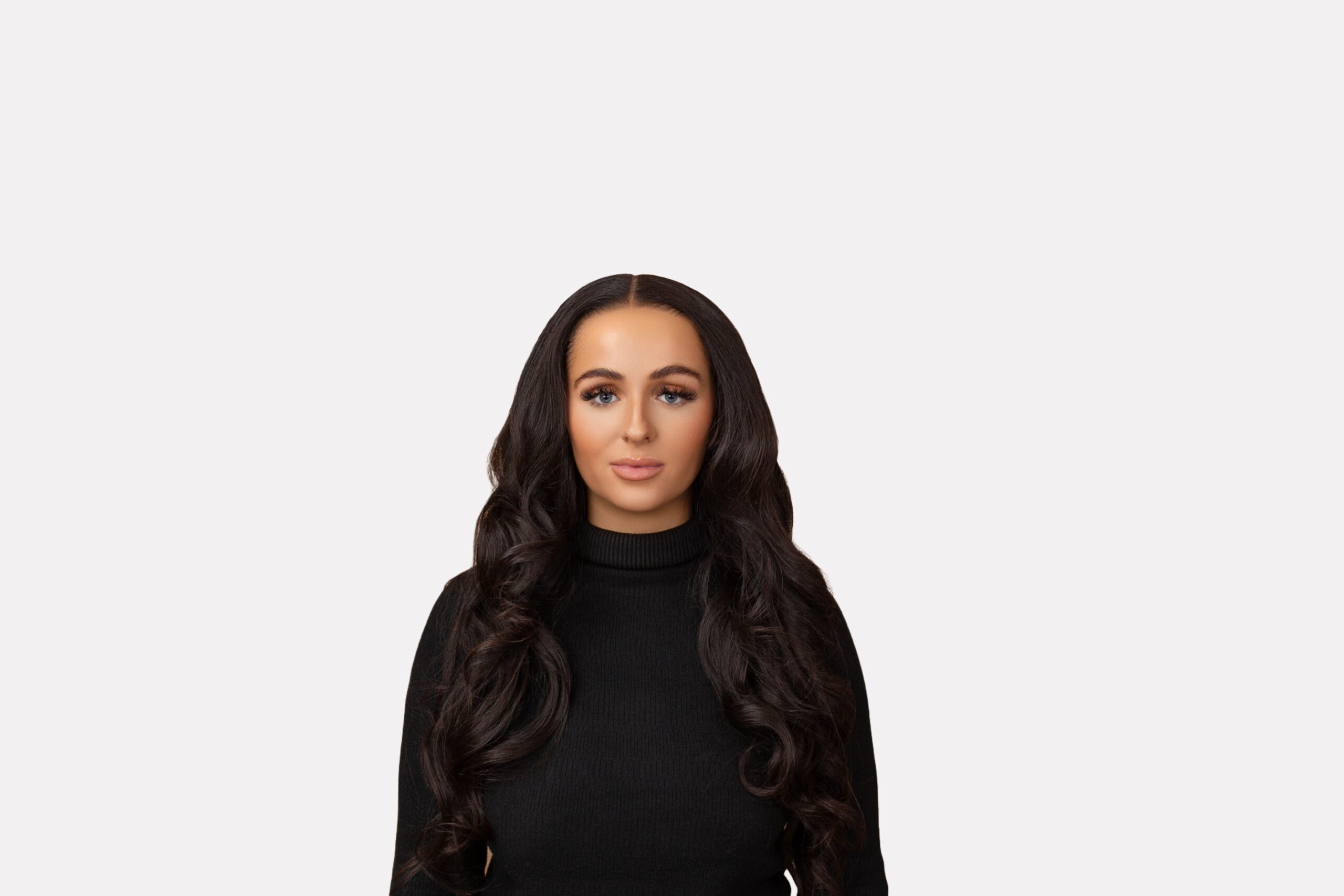 Model wearing a MyLushWig bodywave human hair wig